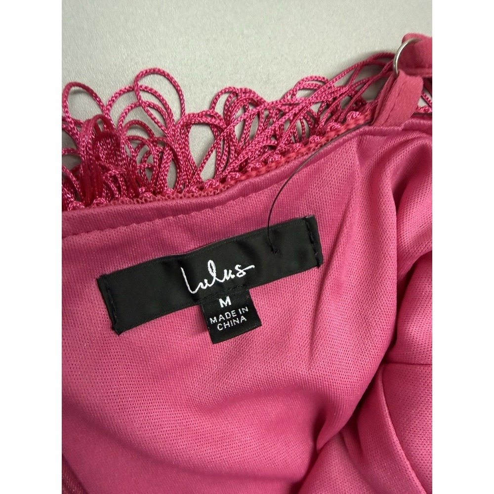 Lulus Hot Pink Sequin Fringe Dress Sz M NWT Bodycon Party Cocktail Mini - Picture 9 of 11